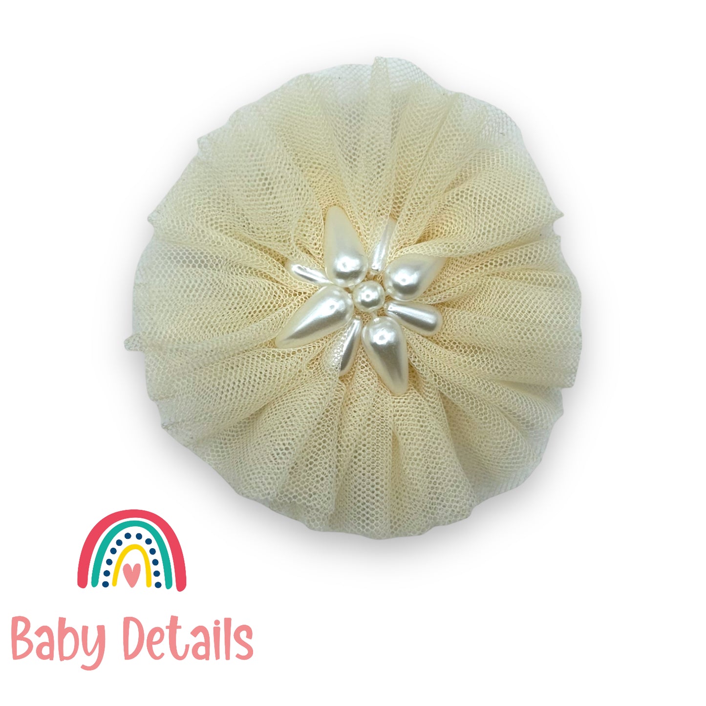 Pearl Hair Clip - Cream Tulle