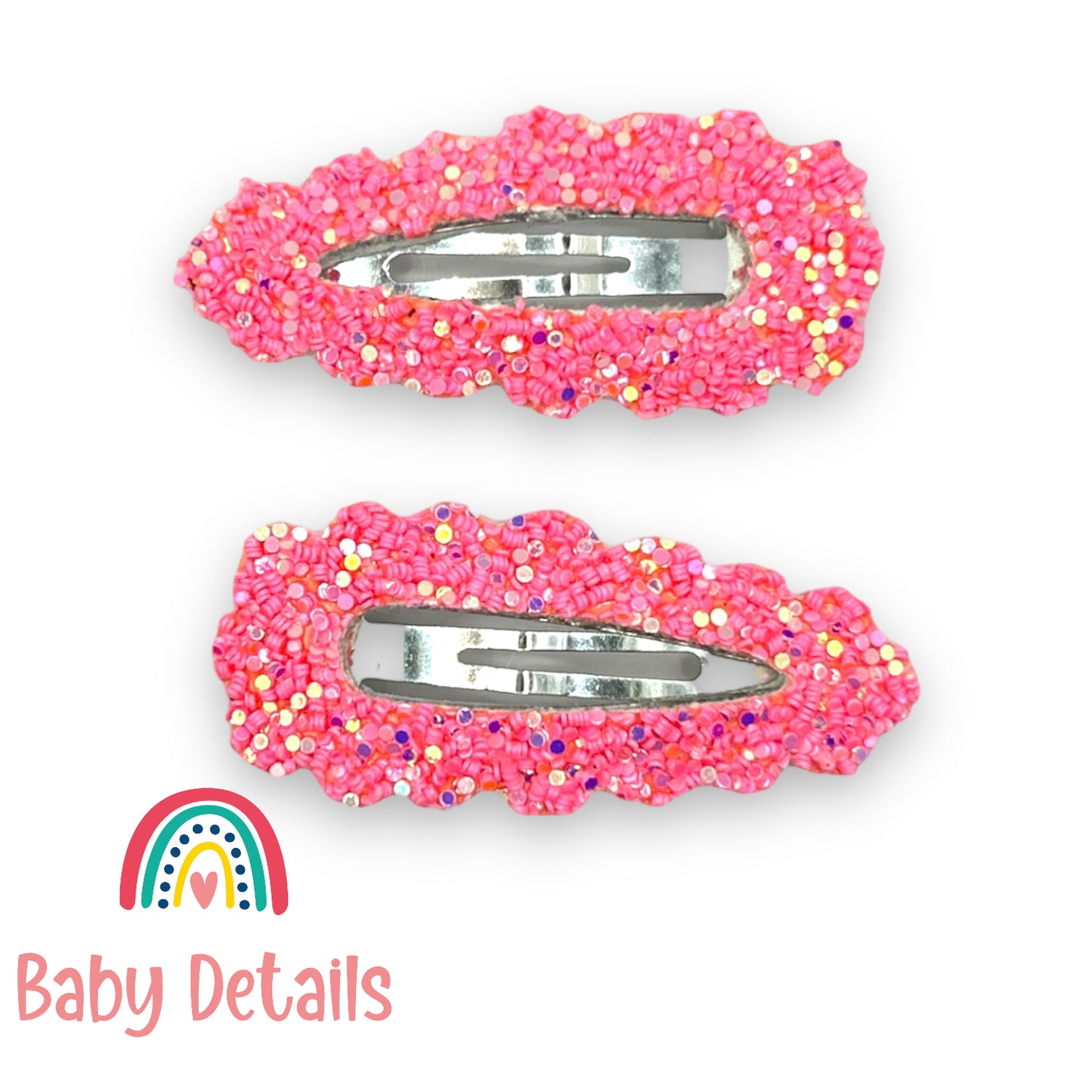 Snap Glitter Hair Clips - Pink