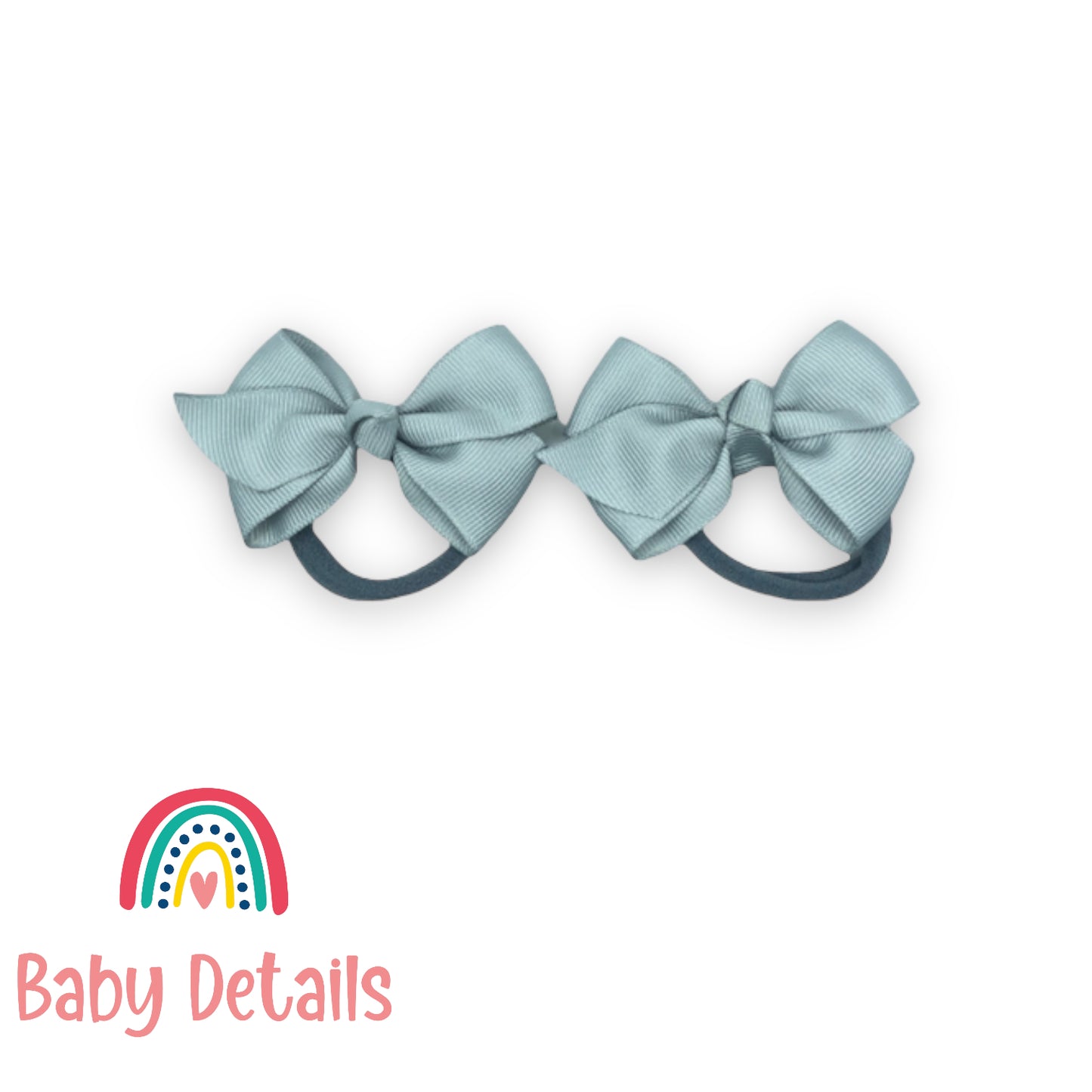 double light grey bow hair ties