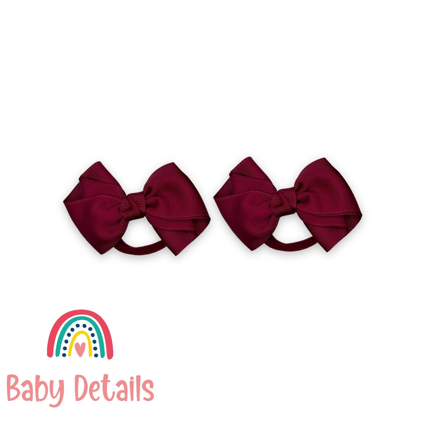 Set of 2 curved bow hair ties - Maroon