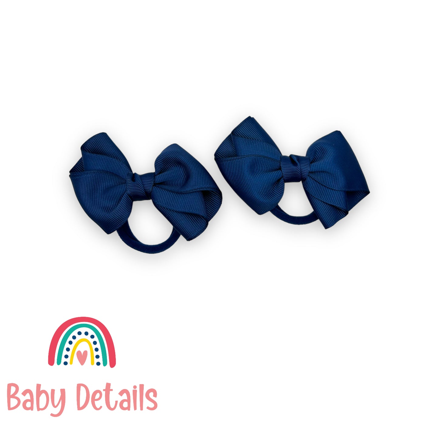 Set of 2 curved bow hair ties - Navy Blue