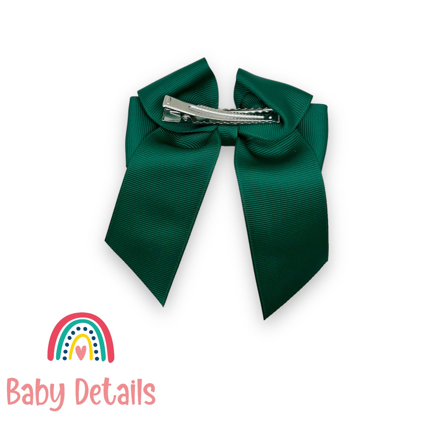 Bow with tail hair clip - Dark Green