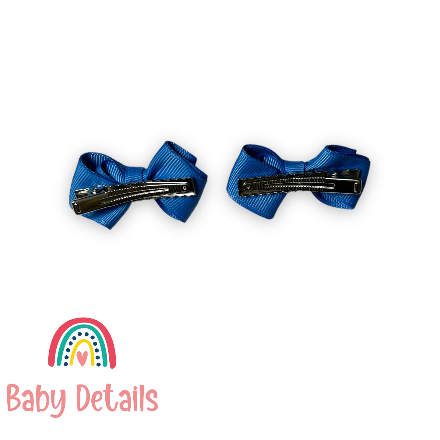 Set of 2 Mini curved bow hair clips - Sky Blue