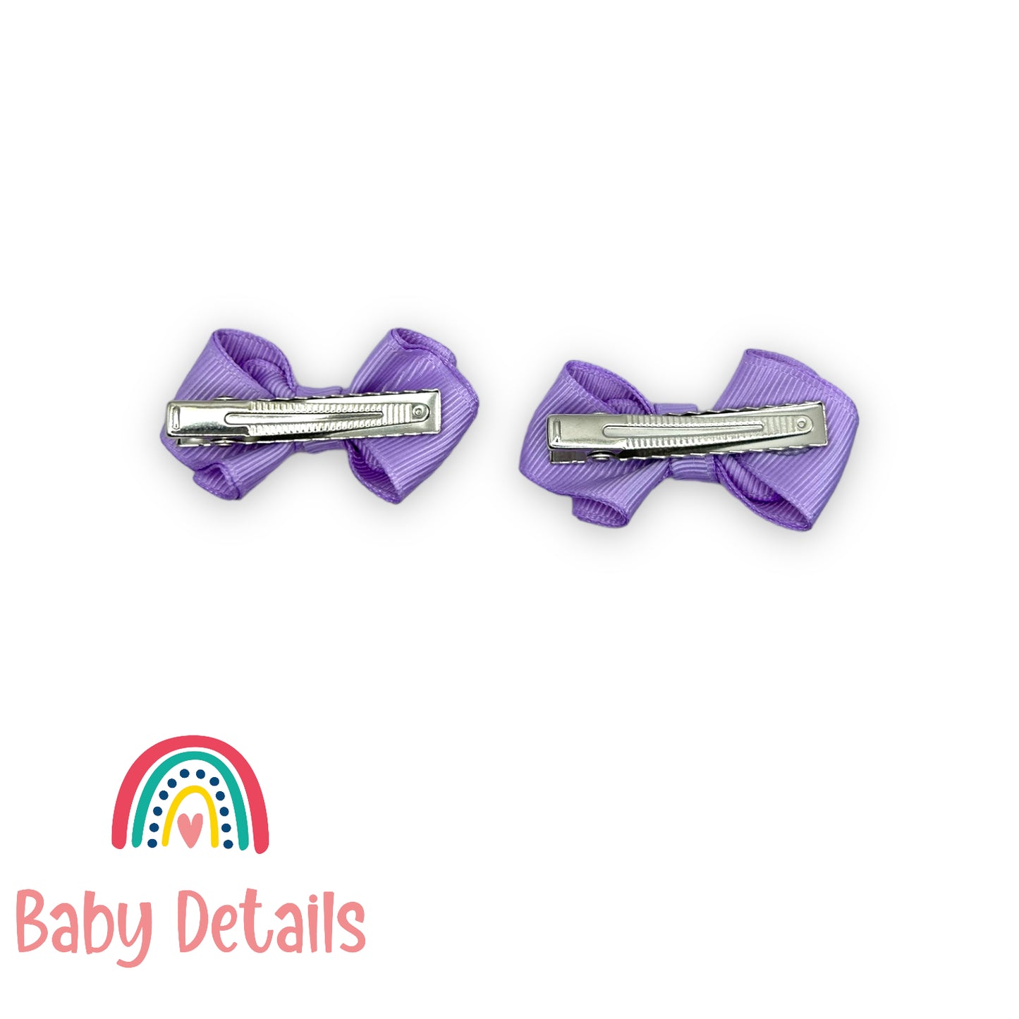 Set of 2 mini curved bow hair clips - Purple