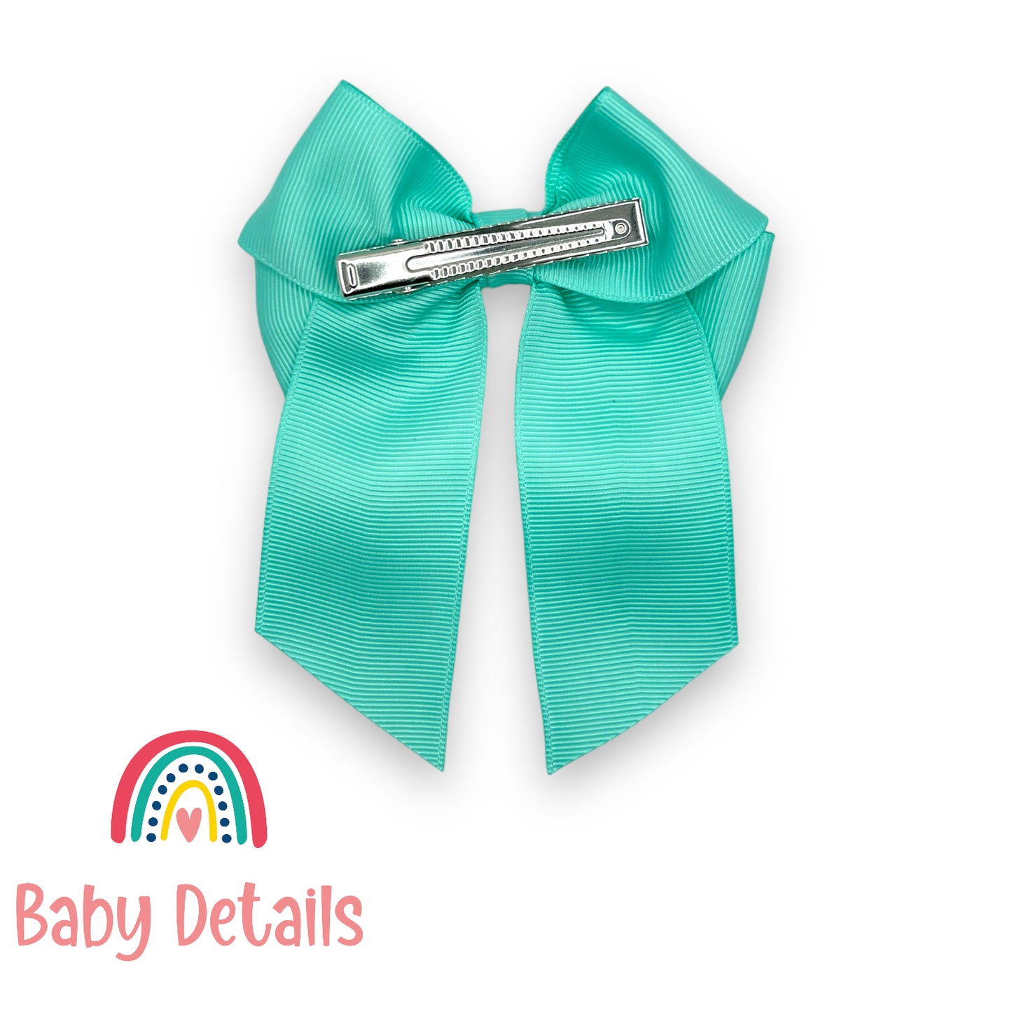 Bow with tail hair clip - Aqua Green