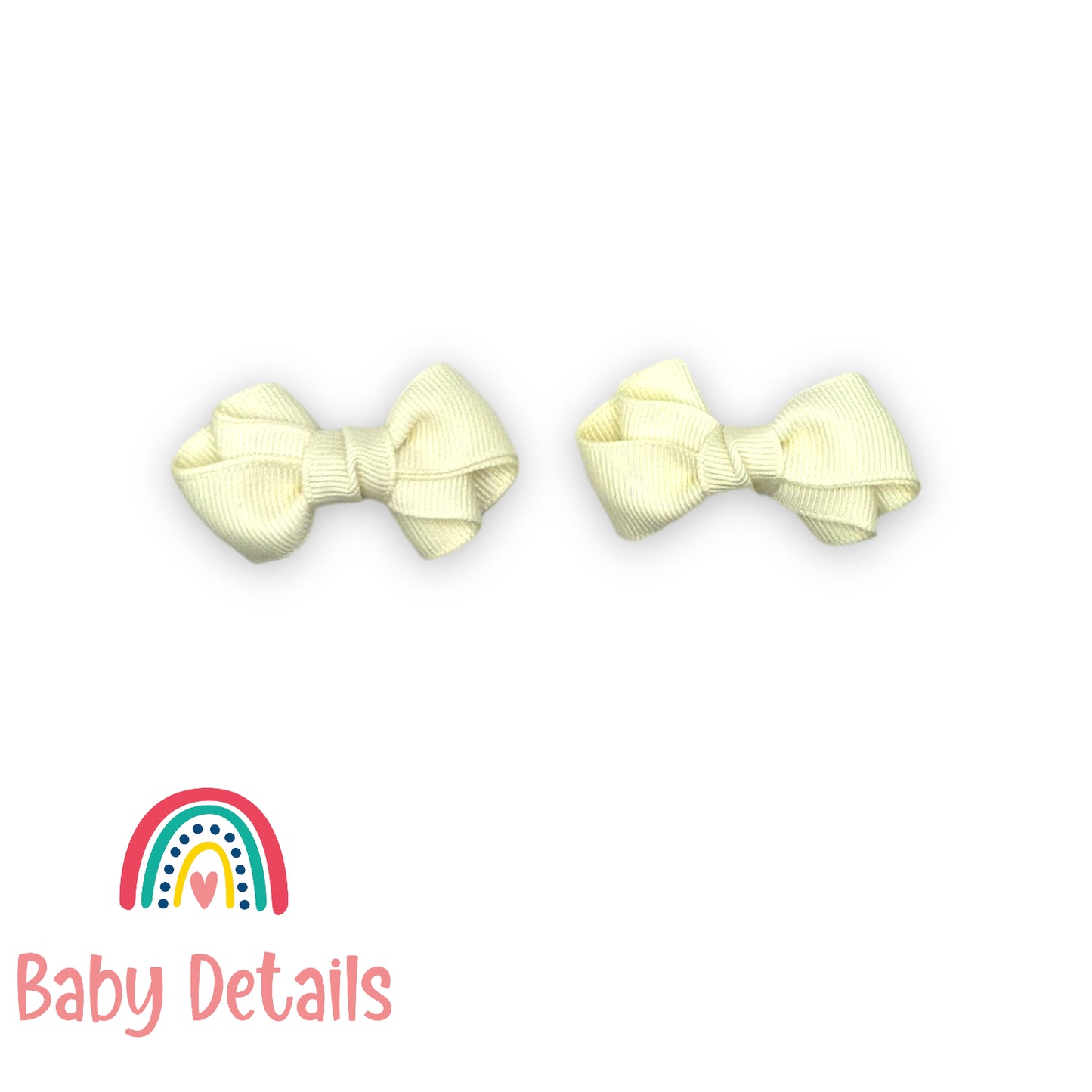 Set of 2 Mini curved bow hair clips - Ivory