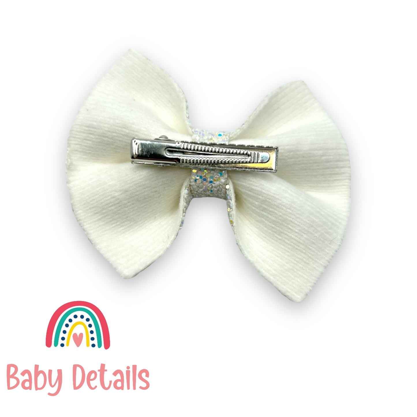 Big Bow Glitter Hair Clip - White