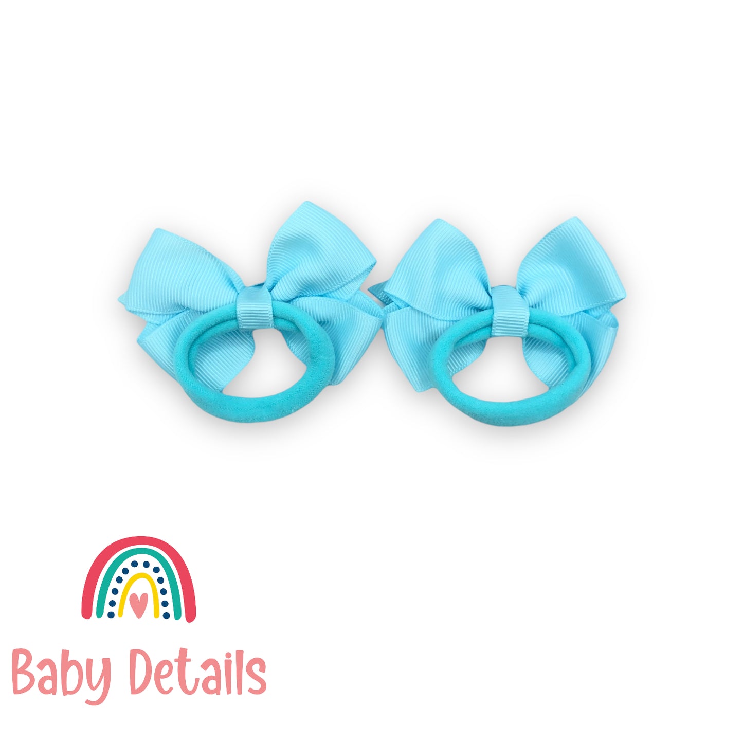 double light blue bow hair ties