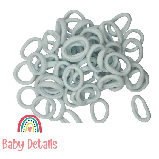 Mini Plain Hair Ties - 100 pcs - White