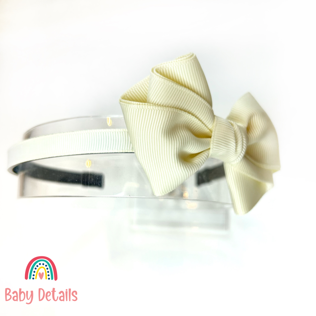 Curved Bow Headband - Ivory