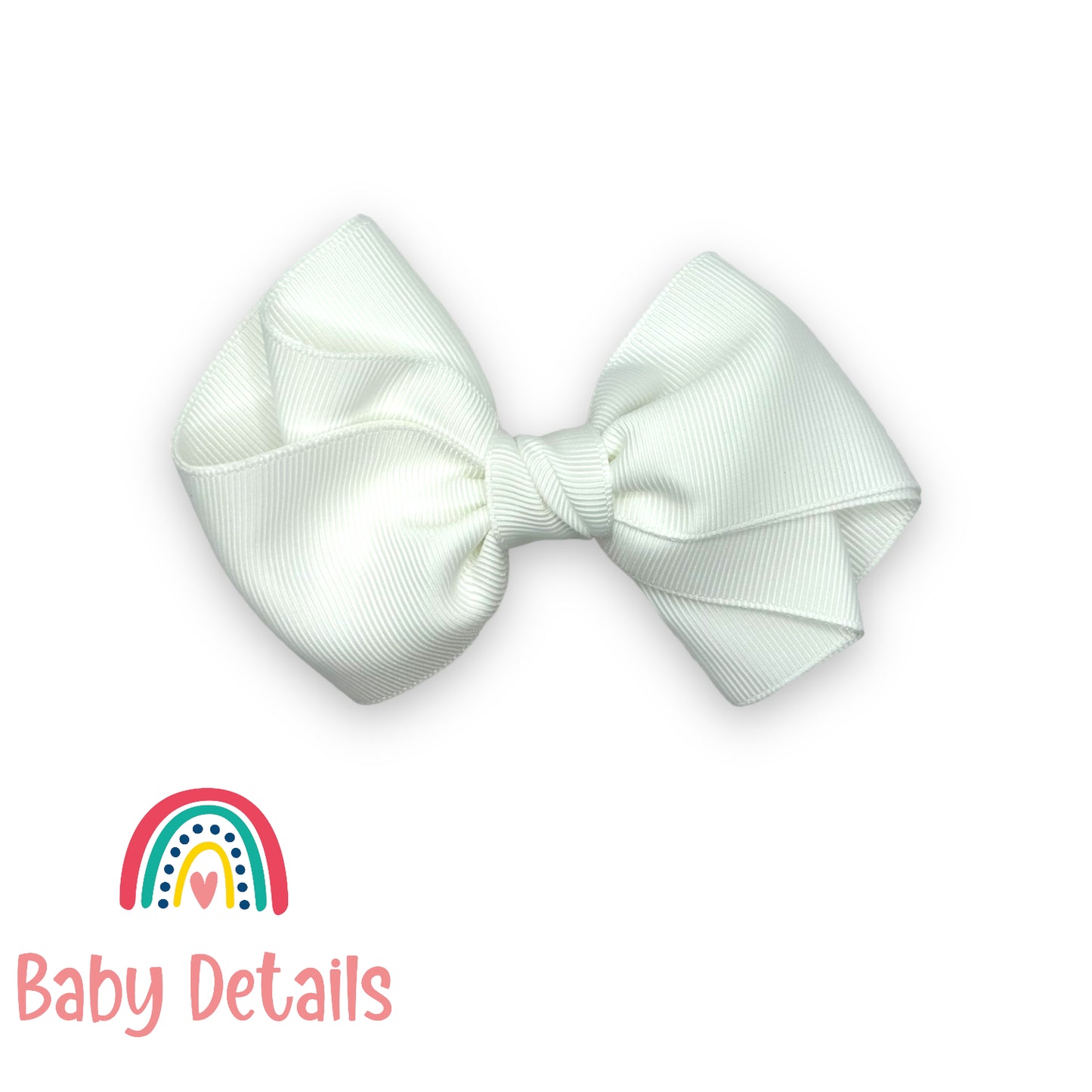 Big curved bow hair clip - White