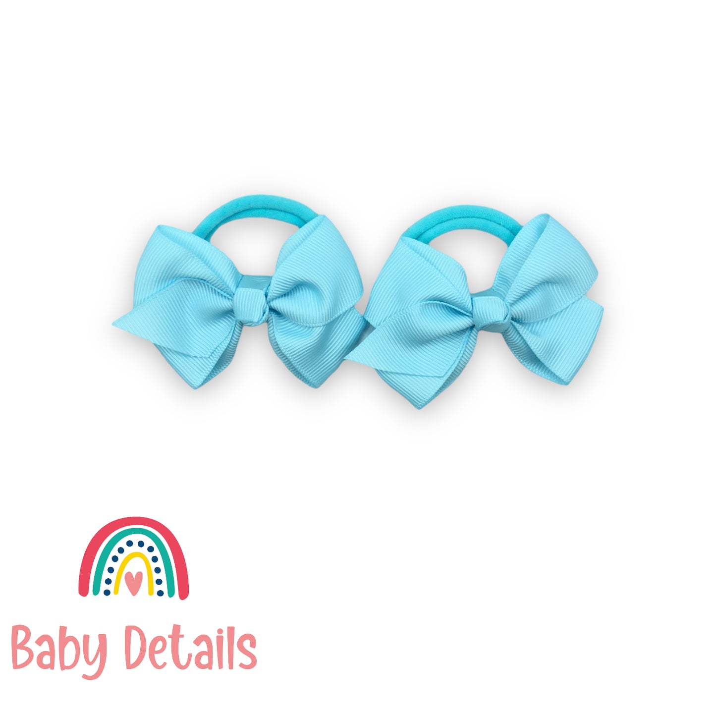 double light blue bow hair ties