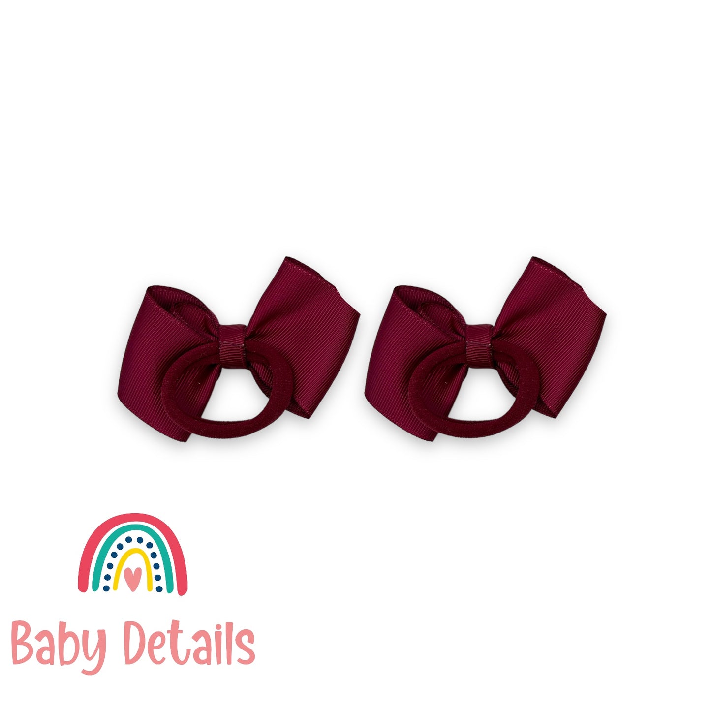 Set of 2 curved bow hair ties - Maroon