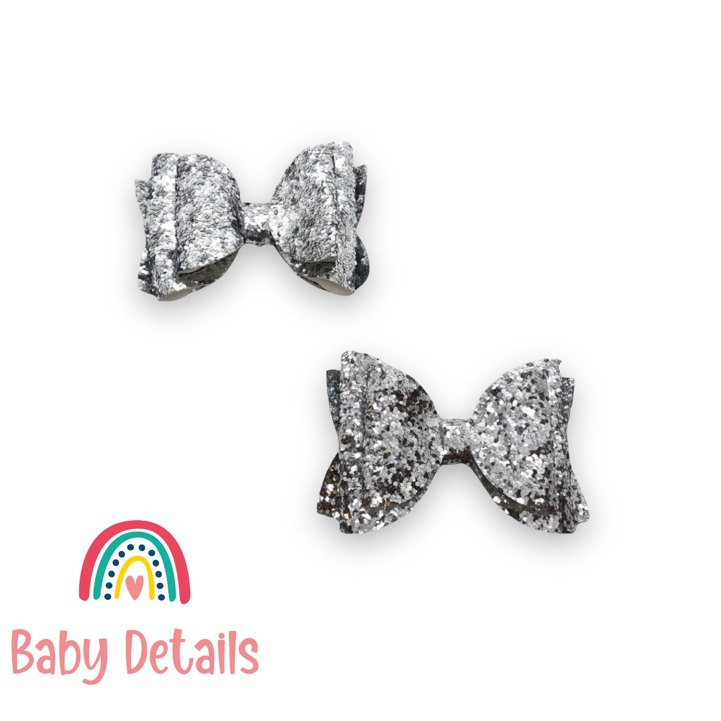 Glitter Hair Clips Silver