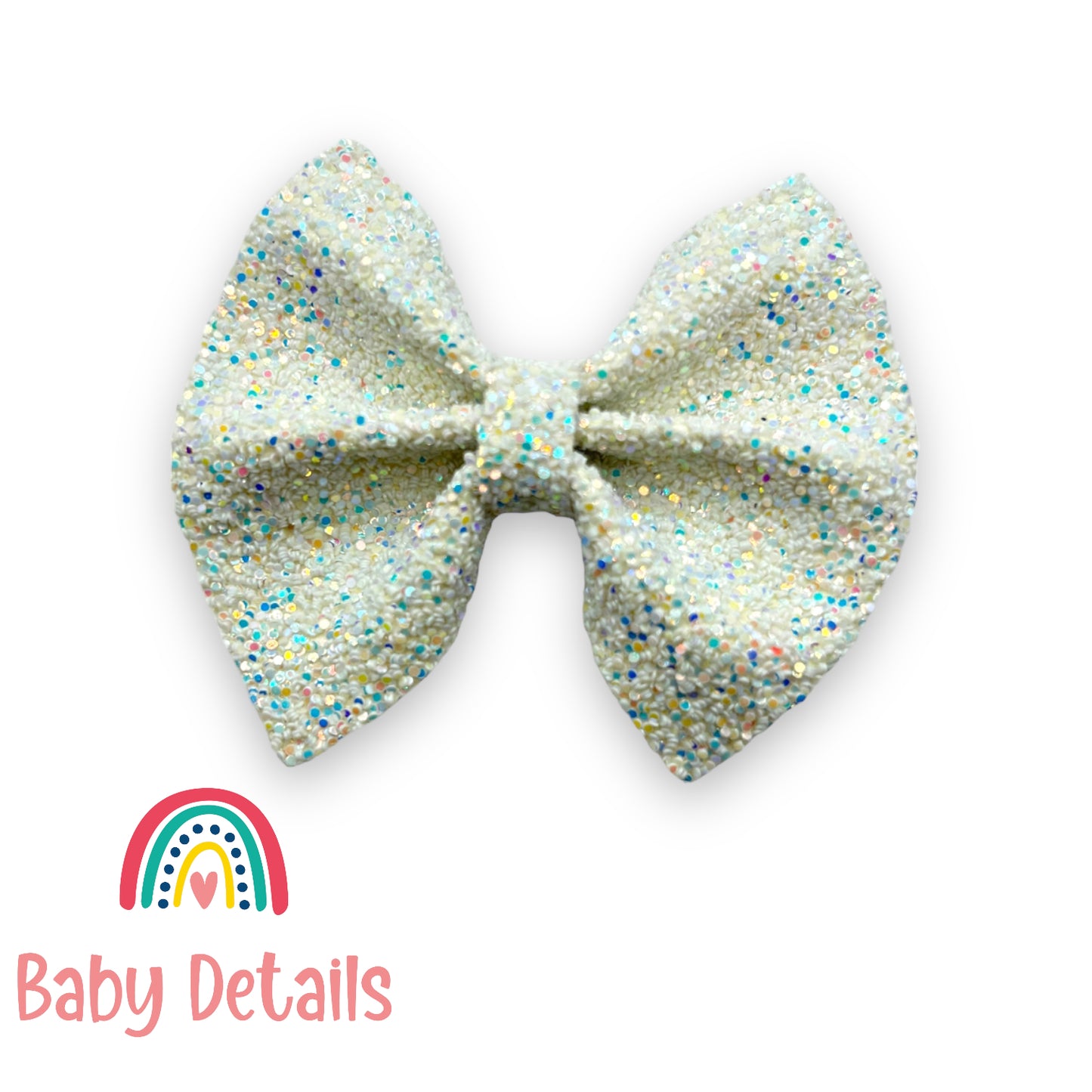 Big Bow Glitter Hair Clip - White