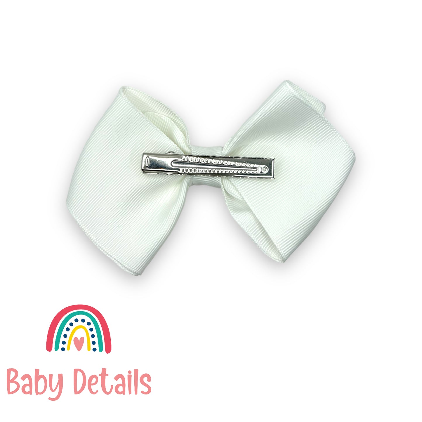 Big curved bow hair clip - White