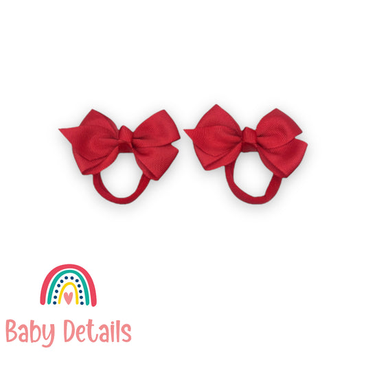 double red bow hair ties