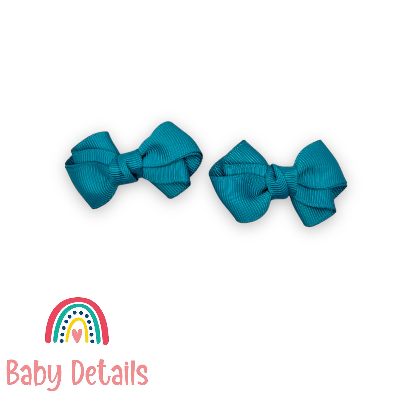 Set of 2 Mini curved bow hair clips - Pacific Blue