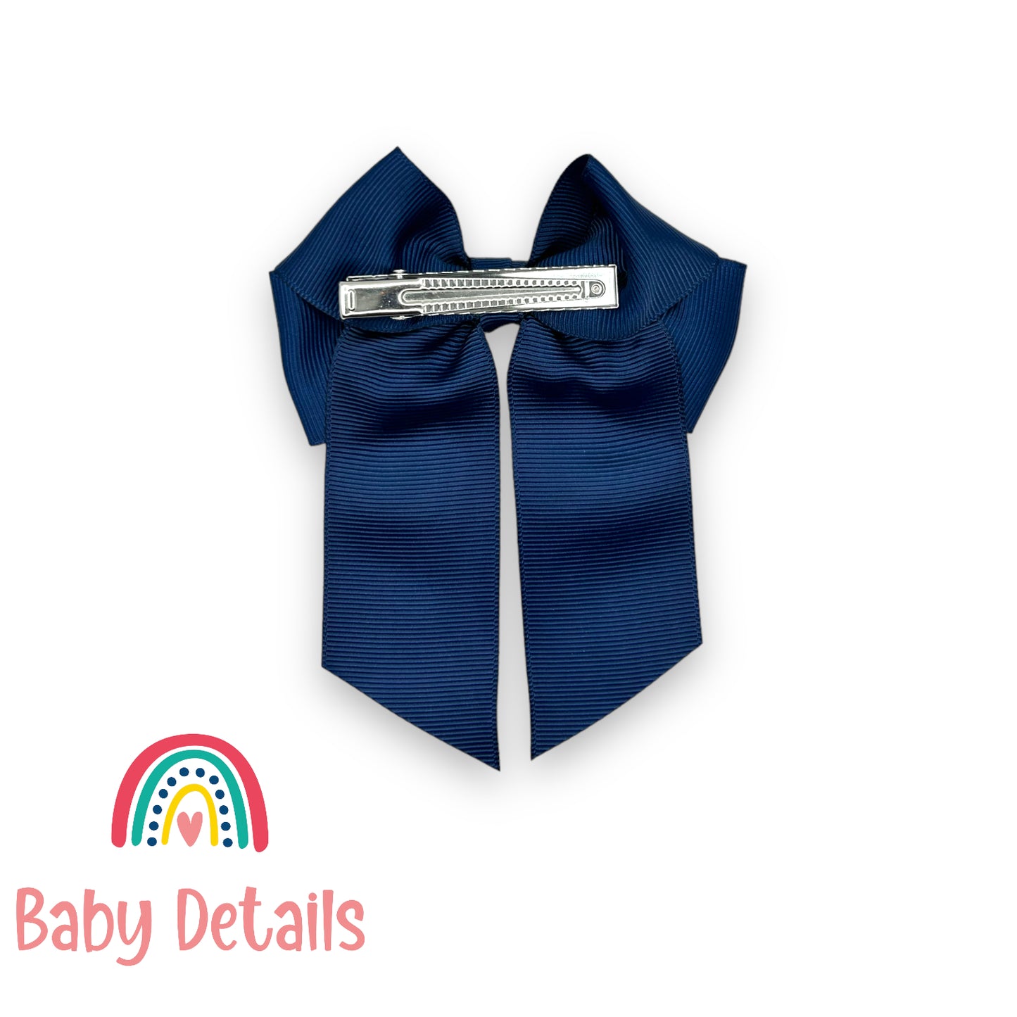 Bow with tail hair clip - Navy Blue