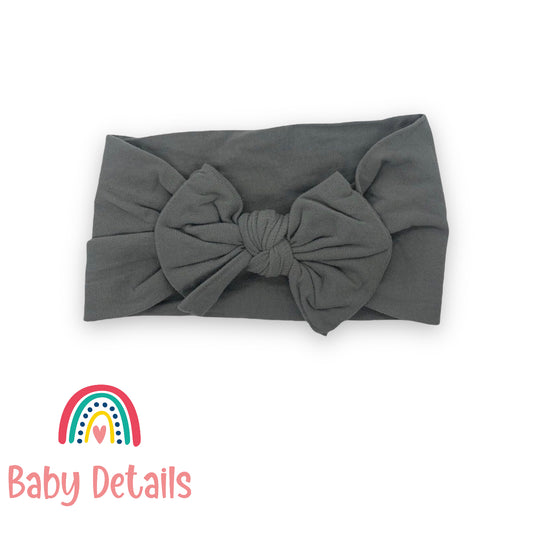 Dark Grey Soft Bow Headband