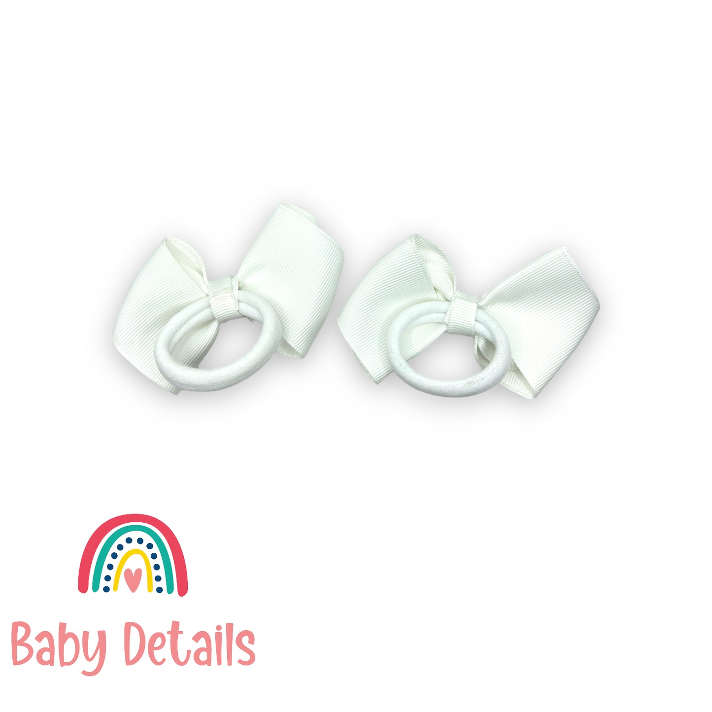 Set of 2 curved bow hair ties - White