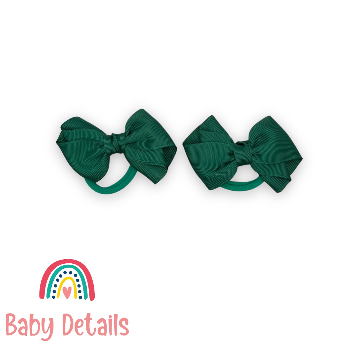 Set of 2 curved bow hair ties - Dark Green