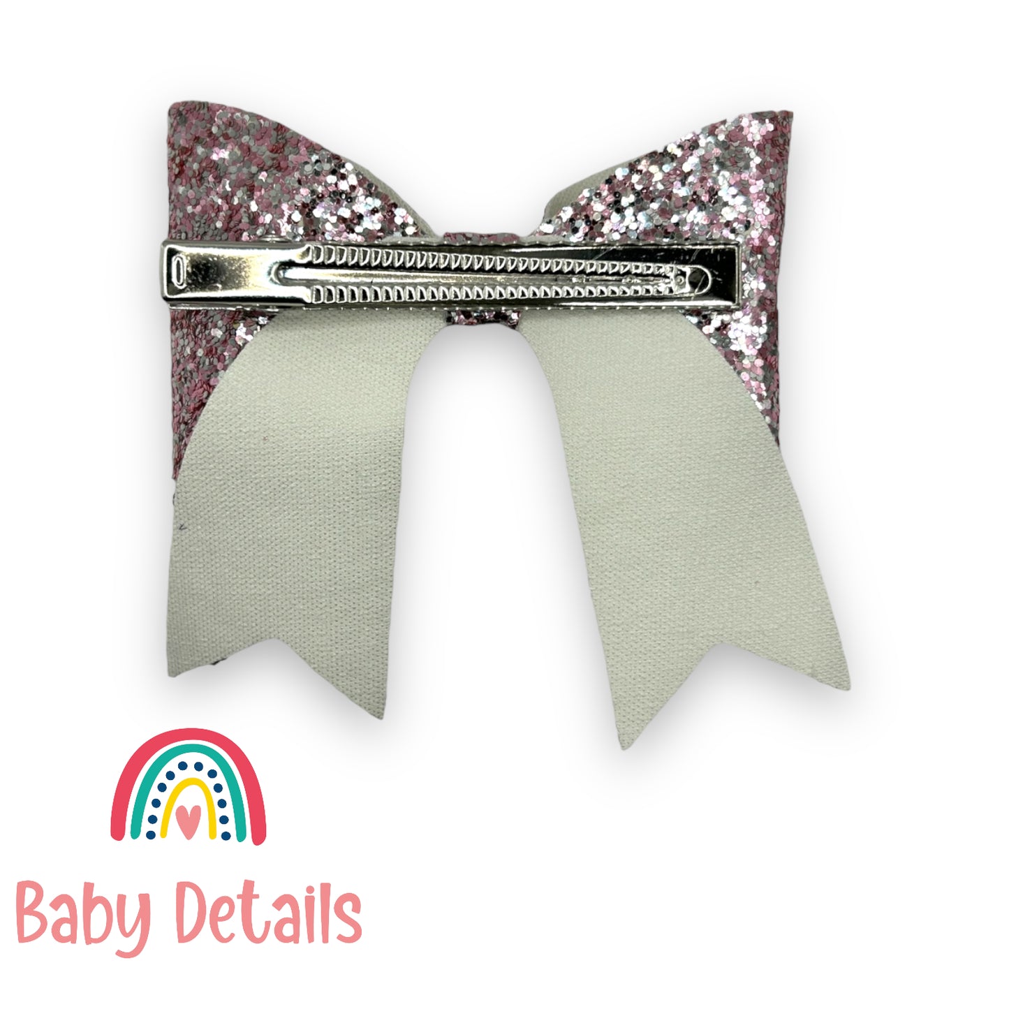 Special Bow Glitter Hair Clip - Pink & Silver