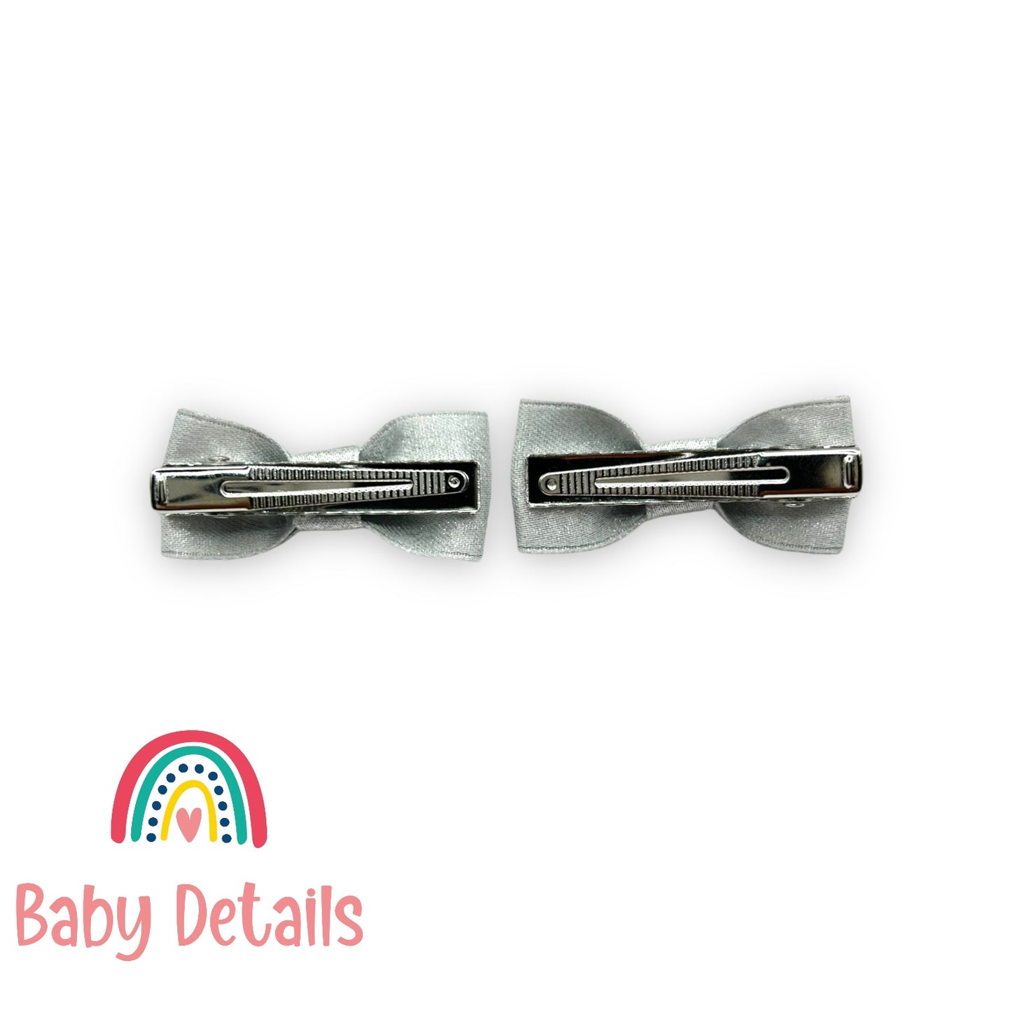 Mini Silver Glitter Ribbon Hair Clips