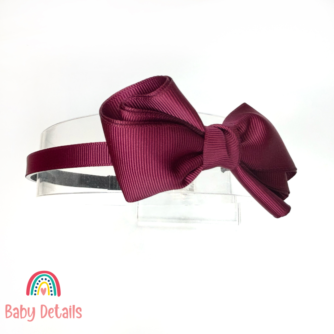 Curved Bow Headband - Maroon