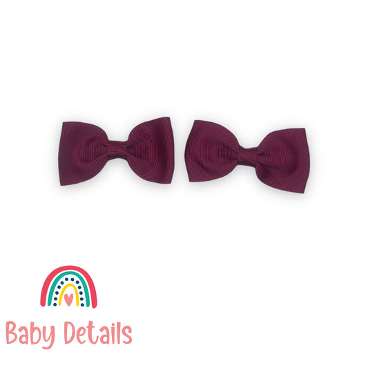 Basic Bow Hair Clips Maroon