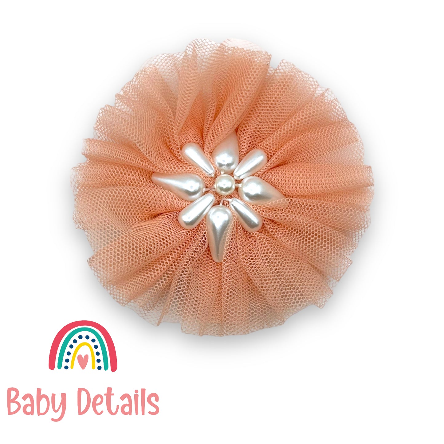 Pearl Hair Clip - Coral Tulle