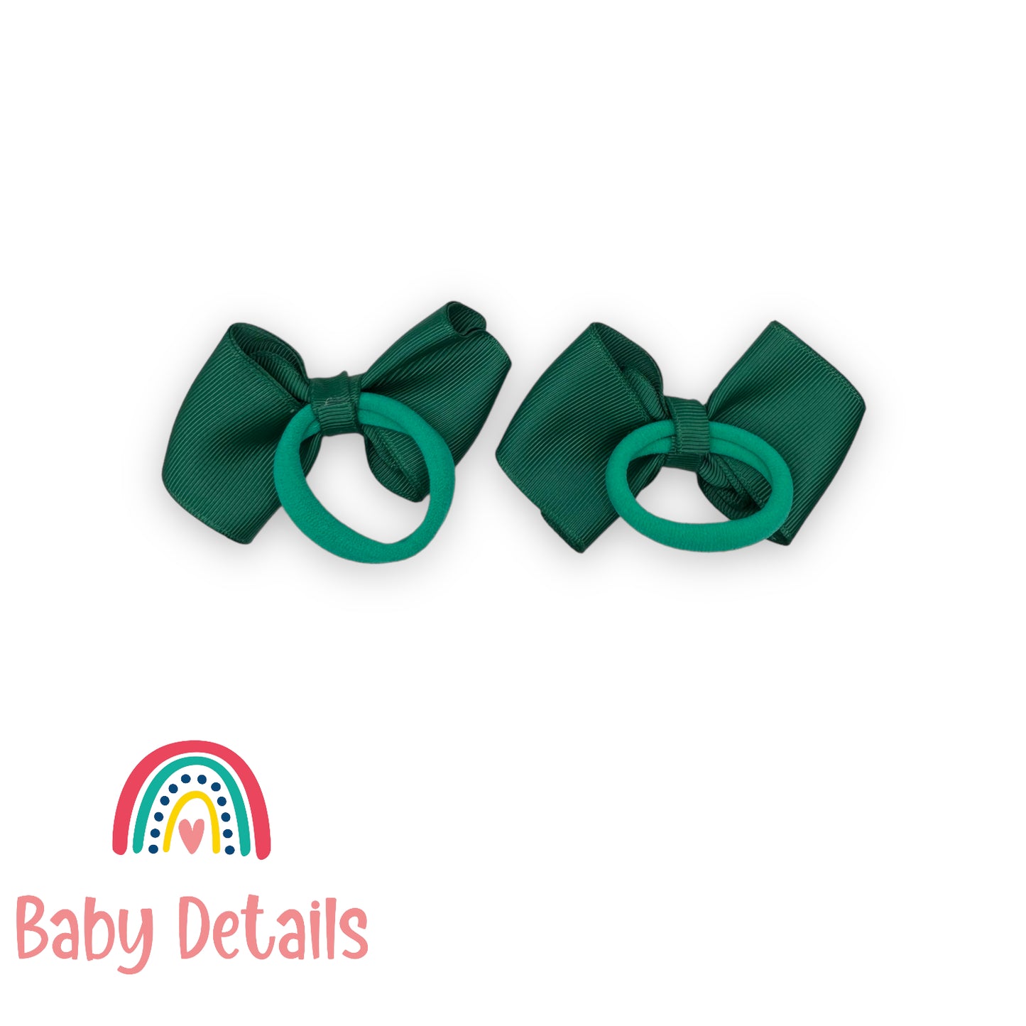 Set of 2 curved bow hair ties - Dark Green