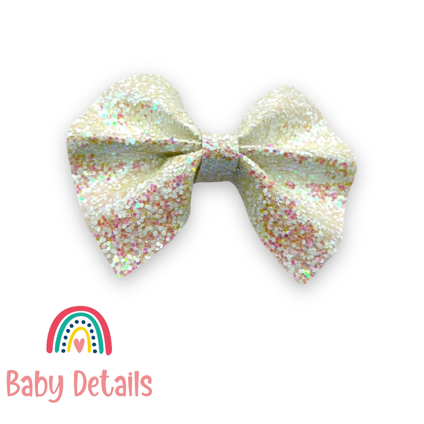 Big Bow Glitter Hair Clip - Pearl