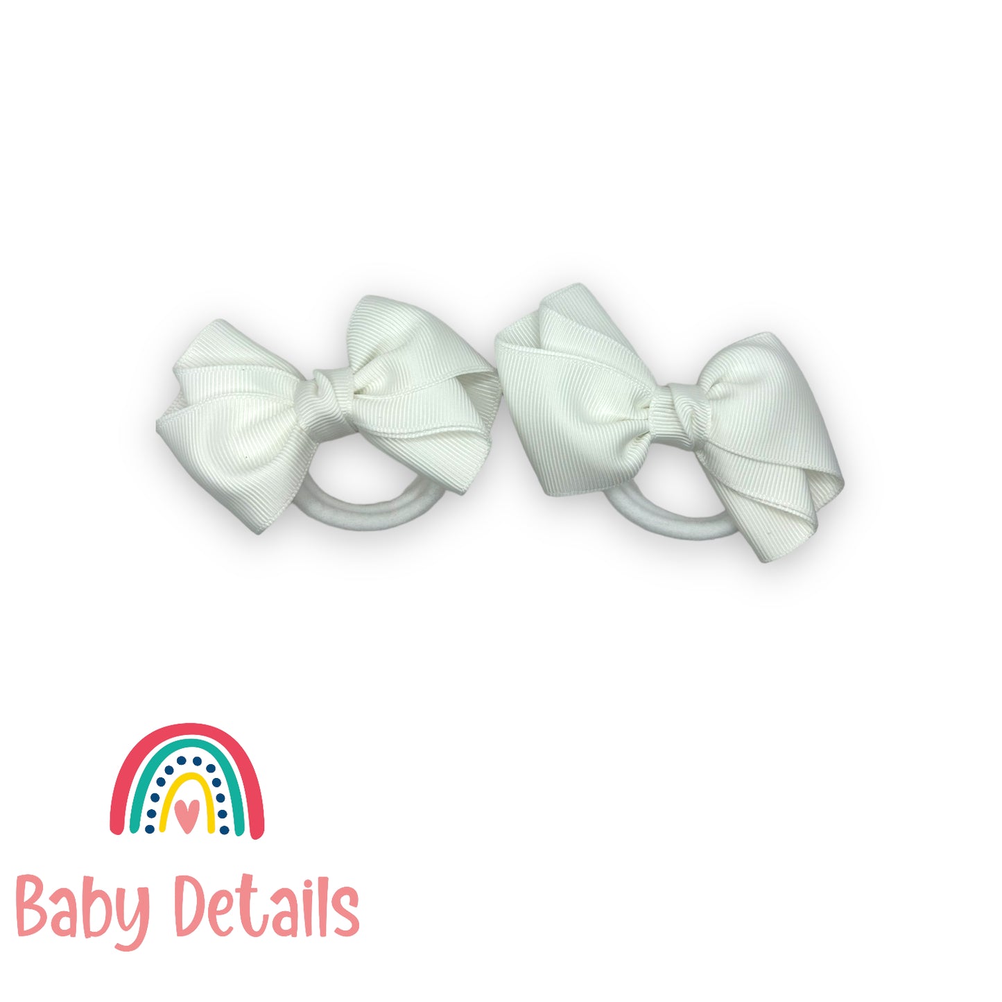 Set of 2 curved bow hair ties - White