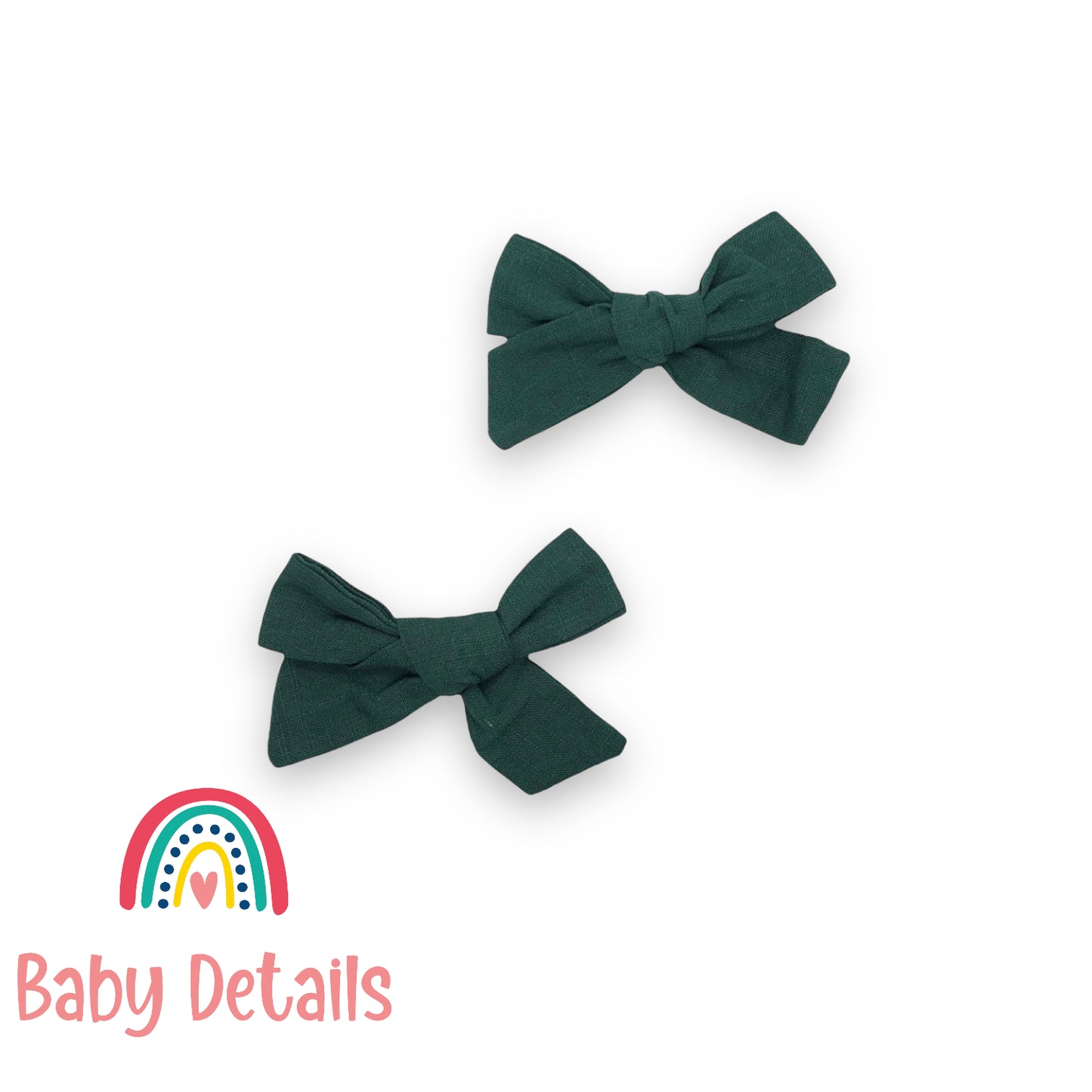 Dark Green Linen Hair Clips