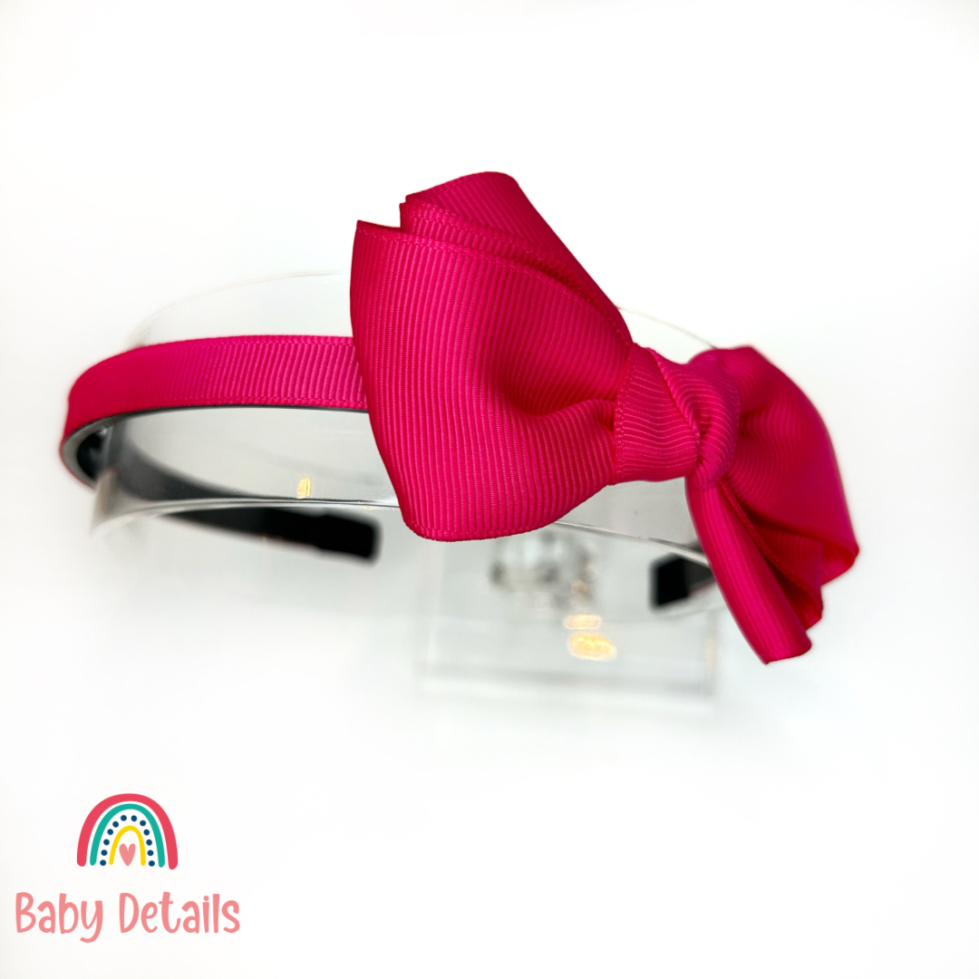 Curved Bow Headband - Fuchsia