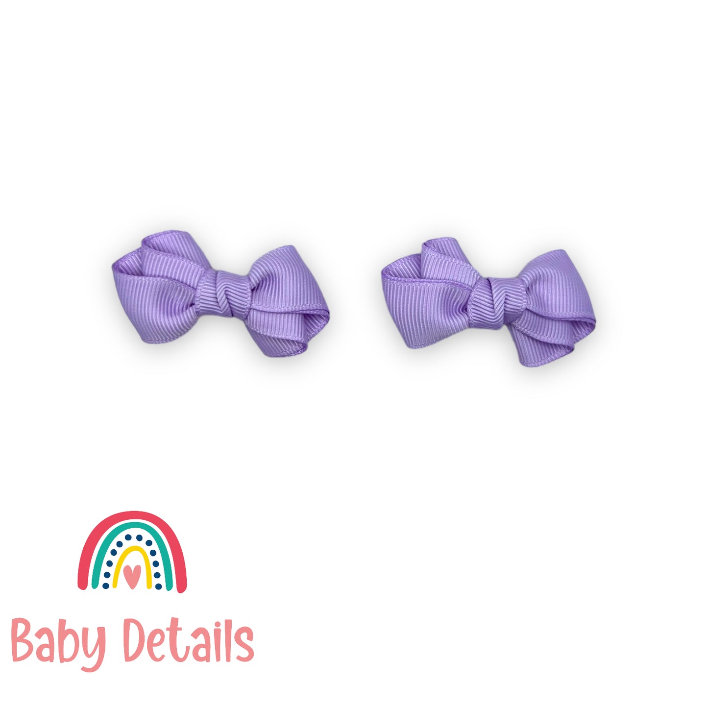 Set of 2 mini curved bow hair clips - Purple