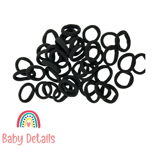 Mini Plain Hair Ties - 100 pcs - Black