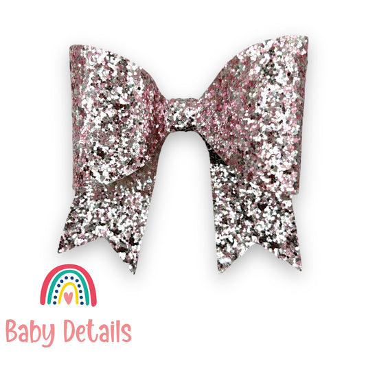 Special Bow Glitter Hair Clip - Pink & Silver