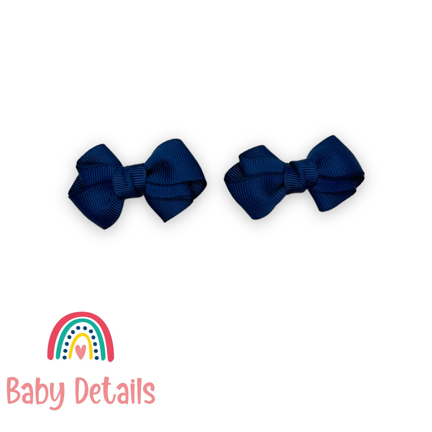 Set of 2 Mini curved bow hair clips - Navy Blue