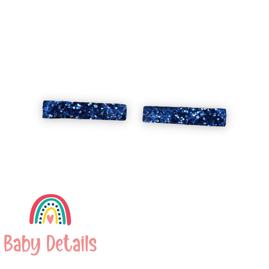 Glitter Bar Hair Clips - Navy Blue