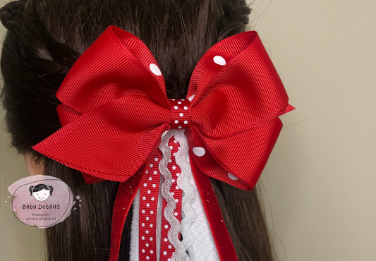 special Long Bow Hair Clip - Red