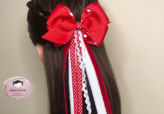 special Long Bow Hair Clip - Red