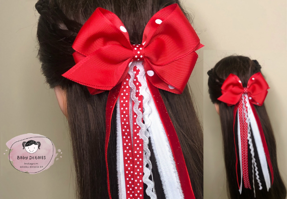 special Long Bow Hair Clip - Red