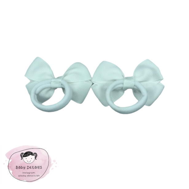 double white bow hair ties